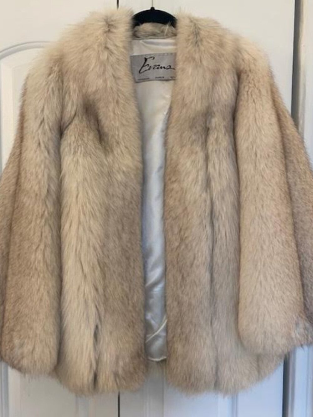 Erans Cream Fox Fur Coat